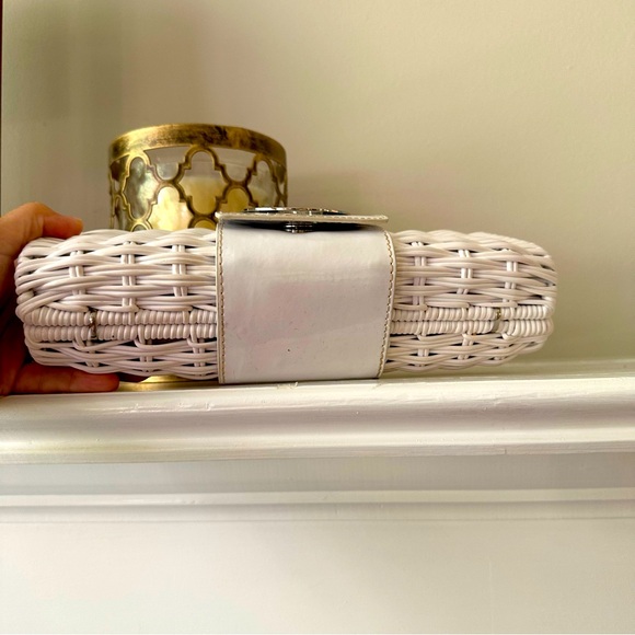 Tory Burch White Rattan Clutch with silver accents - Picture 4 of 12